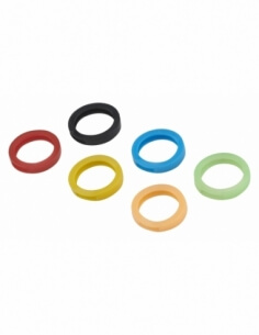 6 anelli in gomma identificazione chiavi, portachiavi, nero, blu, verde, rosso, giallo, arancione - THIRARD