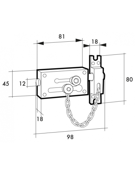 Apriporta di sicurezza, catenella per porta in acciaio con chiavistello, 81 mm - THIRARD