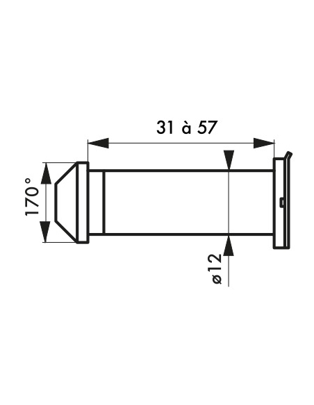 Vista aggiuntiva 1 di Spioncino ottico 170°, ottone cromato con coperchio otturatore – THIRARD