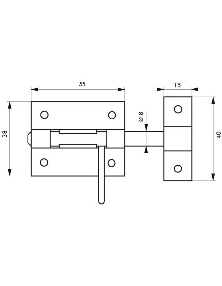 Chiusura a chiavistello per porta,  Ø 8mm, acciaio - THIRARD