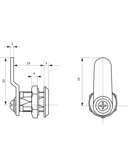 Cilindro con camma angolare a ore 12 per cassette postali, spessore da 0 a 12mm - THIRARD