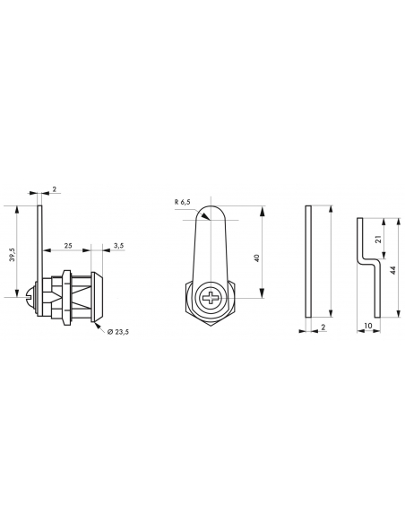 Cilindro con camme per cassette postali, spessore massimo 24mm - THIRARD