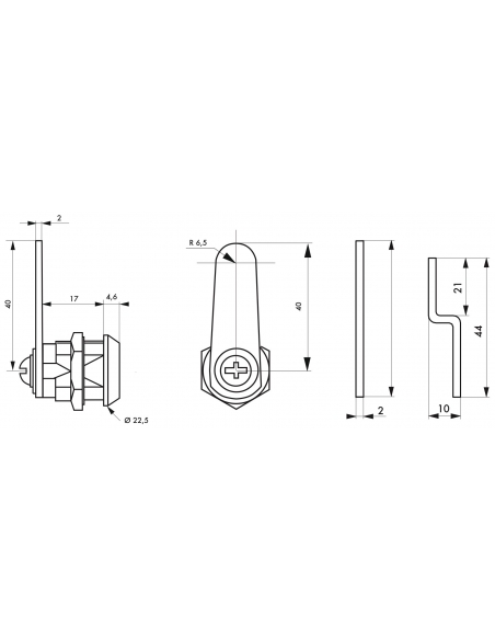 Cilindro con camme per cassette postali, spessore massimo 12mm - THIRARD