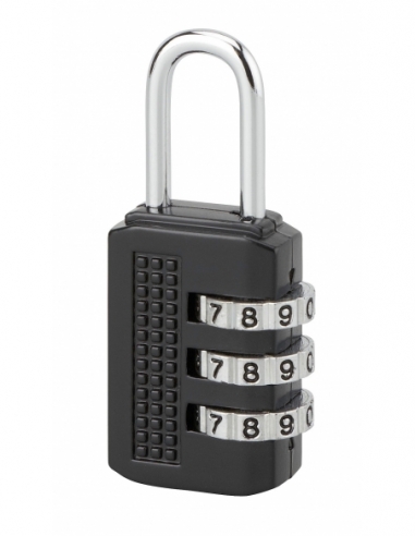 Lucchetto a combinazione Compact 02, bagagli, 3 cifre, 21 mm, nero – THIRARD