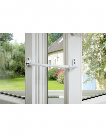 Fermafinestra, bloccafinestra, regolatore di apertura per finestra o persiana, 1 o 2 ante, bianco traslucido - THIRARD