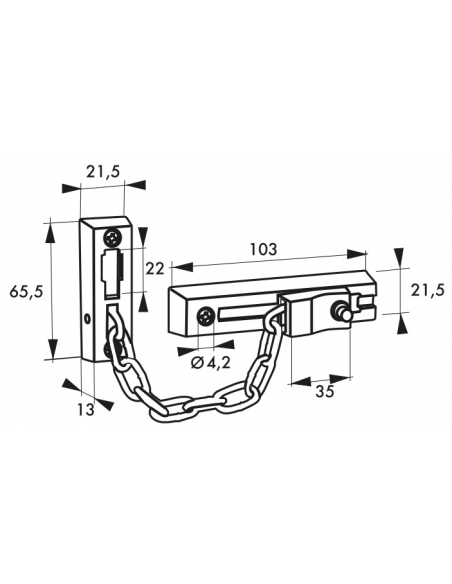 Vista aggiuntiva 1 di Catena limitatrice di sicurezza per porta d'ingresso, 103 mm – THIRARD