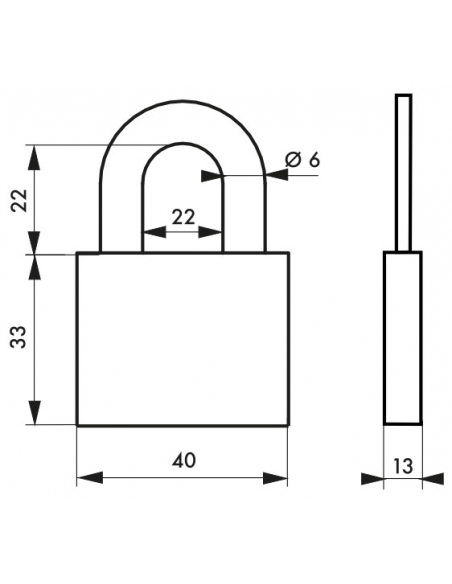 Lucchetto Ruck, ottone, interno, arco in acciaio, 40mm, 2 chiavi - THIRARD