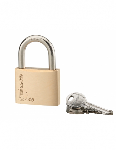 Lucchetto a chiave Tipo 1, ottone, interno, arco in acciaio, 45 mm, 3 chiavi – THIRARD