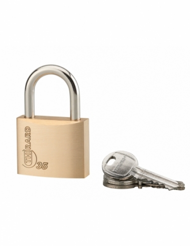 Lucchetto a chiave Tipo 1, ottone, interno, arco in acciaio, 35 mm, 3 chiavi – THIRARD