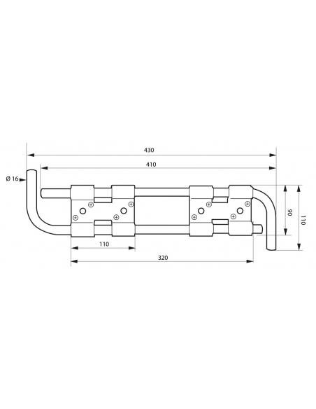 Doppia barra di sicurezza per porta, portone e finestra, acciaio, Ø 16x430mm, zincata nera - THIRARD