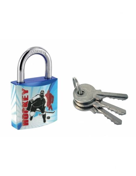 Lucchetto Palestra Sport Hockey, acciaio, interno, arco in acciaio, 30mm, 3 chiavi - THIRARD