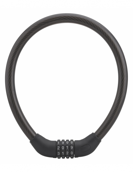 Antifurto a combinazione Twisty, 4 cifre, cavo d'acciaio, bicicletta, 18mmx0.6m, nero - THIRARD