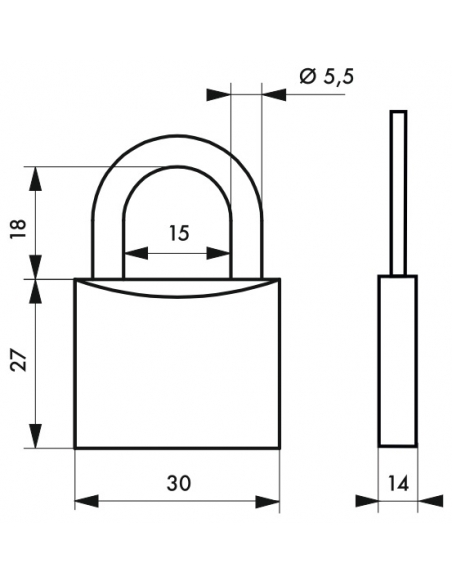 Lucchetto da nuoto Line Sport, acciaio, interno, arco in acciaio, 30mm, 3 chiavi - THIRARD