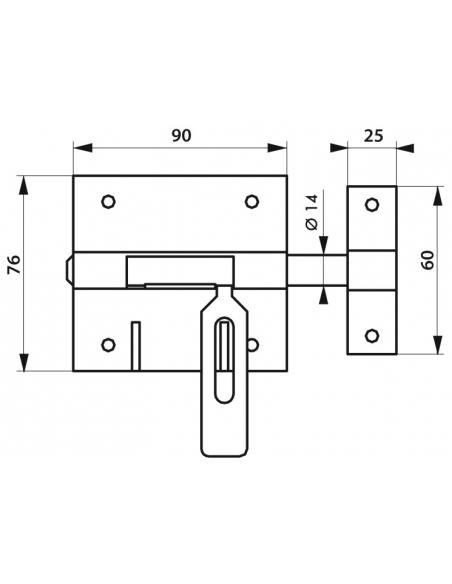 Chiusura a chiavistello per porta,  Ø 14mm, porta lucchetto, acciaio - THIRARD