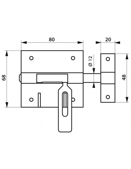 Chiusura a chiavistello per porta,  Ø 12mm, porta lucchetto, acciaio - THIRARD