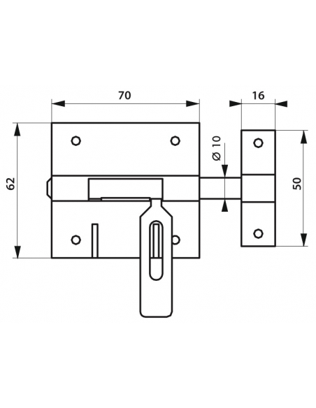 Chiusura a chiavistello per porta,  Ø 10mm, porta lucchetto, acciaio - THIRARD