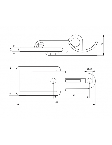 Chiusura a leva con gancio lucchettabile, acciaio, altezza 84mm, zincato - THIRARD