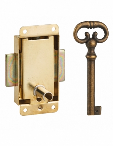 Serratura per mobili, 30 mm, acciaio ottonato, 1 chiave – Serrurerie de Picardie