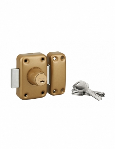 Serratura a doppia entrata per porta con vetrata, cilindro Ø 23 x 45 mm, oro, 4 chiavi – Serrurerie de Picardie