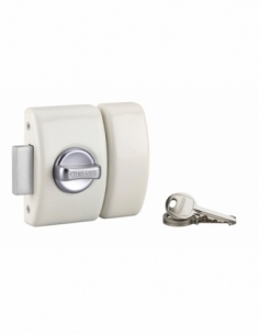 Catenaccio da applicare con pomolo per porta d'ingresso, cilindro Ø 23 x 45 mm, bianco, 3 chiavi – Serrurerie de Picardie