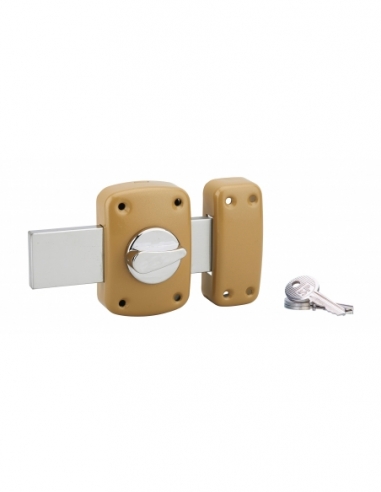 Serratura a pomello 3014 per porta garage, cilindro Ø 23 x 30 mm, catenaccio 160 mm, bronzo, 3 chiavi – Serrurerie de Picardie