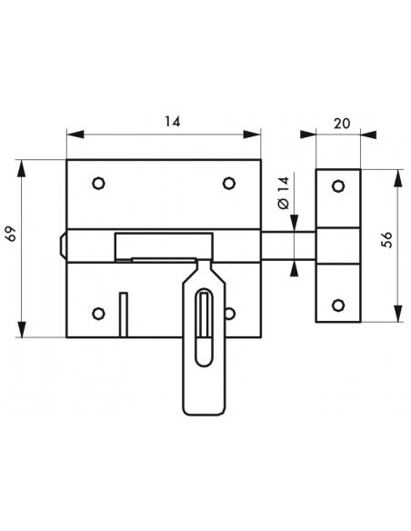 Serratura per cancello con porta a lucchetto, chiusura a chiavistello Ø14mm - Serrurerie de Picardie