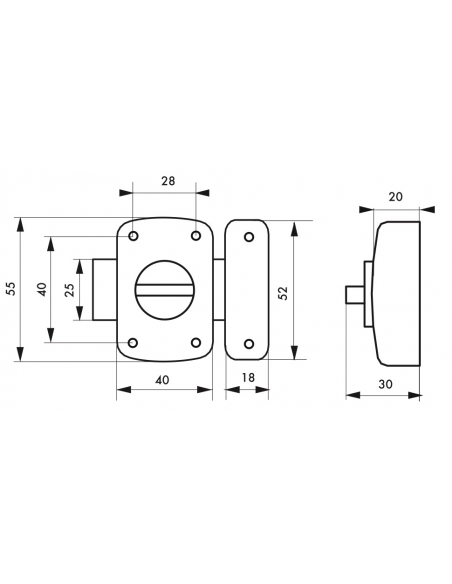 Catenaccio automatico per porta mobile, 40mm, bronzo - Serrurerie de Picardie