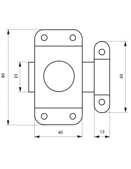 Catenaccio automatico per porta mobile, 40mm, acciaio galvanizzato - Serrurerie de Picardie