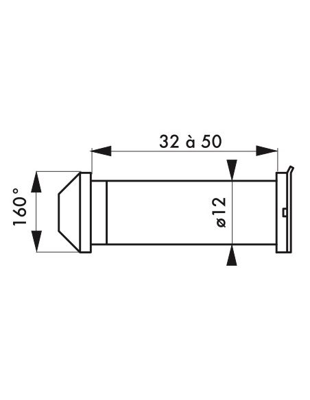 Spioncino ottico 160°, ottone cromato, con coperchio otturatore - Serrurerie de Picardie