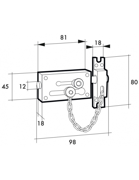 Serratura e limitatore a catena nichelata per porta d'ingresso, doppia sicura - Serrurerie de Picardie