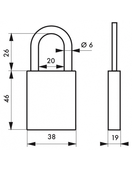 Lucchetto con chiave SP 90 AS, esterno, 38mm, arco in acciaio inossidabile, 2 chiavi - Serrurerie de Picardie