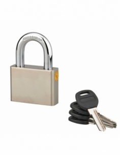 Lucchetto a chiave Quadra, in acciaio, 60 mm, arco in acciaio temprato nichelato, 4 chiavi reversibili – Serrurerie de Picardie
