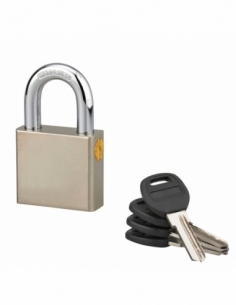 Lucchetto a chiave Quadra, in acciaio, 50 mm, arco in acciaio temprato nichelato, 4 chiavi reversibili – Serrurerie de Picardie