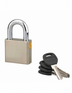 Lucchetto a chiave Quadra, in acciaio, 50mm, arco in acciaio temprato nichelato, 4 chiavi reversibili - Serrurerie de Picardie