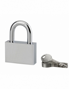Lucchetto Disk 60 mm, arco in acciaio cementato nichelato, 4 chiavi – Serrurerie de Picardie