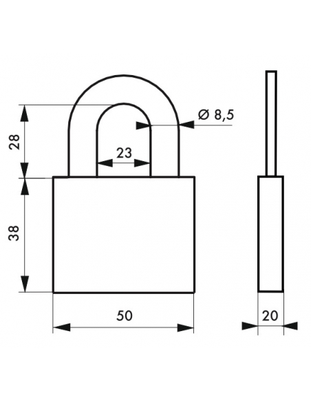 Lucchetto di sicurezza Disk, 4 chiavi reversibili, 50mm, arco in acciaio temprato nichelato, meccanismo a dischi - Serrurerie...