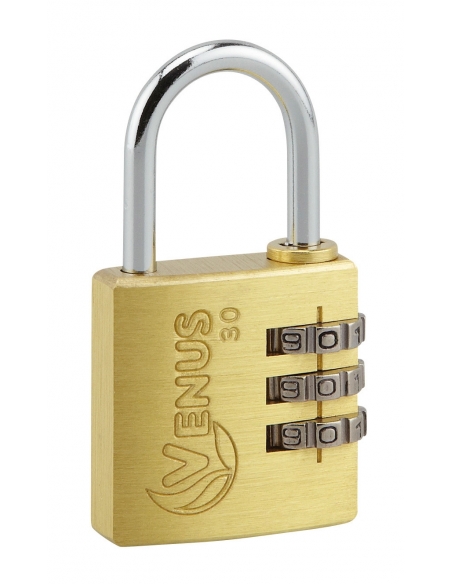 Lucchetto Venus 30 mm, arco in acciaio nichelato, combinazione modificabile a 3 cifre – Serrurerie de Picardie