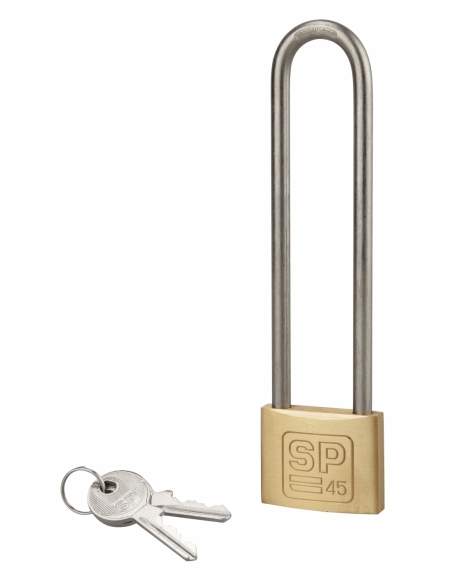 Lucchetto a chiave SP, anticorrosione, arco in acciaio inossidabile alto 45 mm, 2 chiavi in ottone - Serrurerie de Picardie