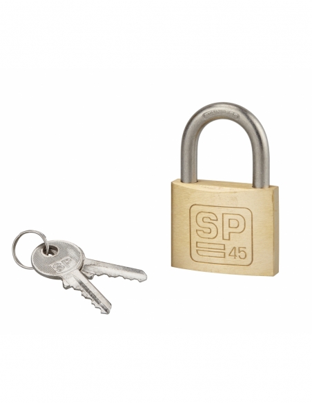 Lucchetto a chiave SP, anti-corrosione, arco in acciaio inox 45 mm, 2 chiavi in ottone - Serrurerie de Picardie