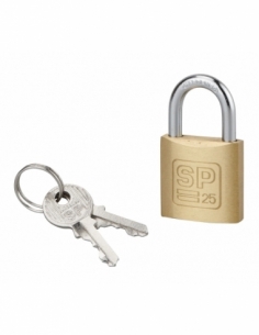 Lucchetto con chiave SP, bagagli, 25 mm, arco in acciaio nichelato, 2 chiavi – Serrurerie de Picardie