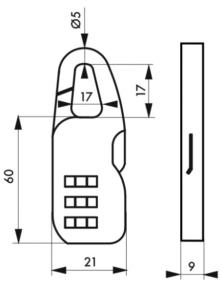 Lucchetto codice SP, bagagli, 21mm, arco in acciaio nichelato, 3 cifre - Serrurerie de Picardie