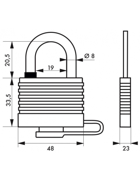 Lucchetto a chiave SP, anticorrosione, 40mm, rivestito in PVC, arco in acciaio inossidabile, 2 chiavi - Serrurerie de Picardie