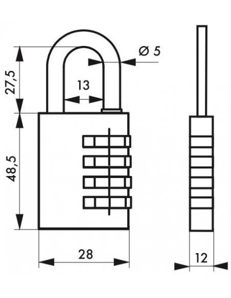 Lucchetto codice SP, 28mm, arco in acciaio nichelato, 4 cifre - Serrurerie de Picardie