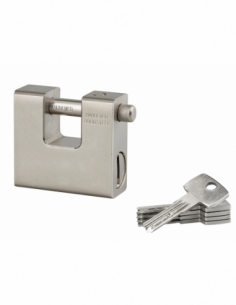 Lucchetto con chiave, 74mm, arco in acciaio cementato, 5 chiavi reversibili - Serrurerie de Picardie