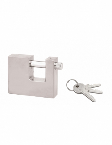 Lucchetto con chiave SP, esterno, 70 mm, arco in acciaio cromato, 2 chiavi – Serrurerie de Picardie