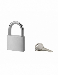 Lucchetto con chiave, esterno, alluminio, 50 mm, arco in acciaio nichelato, 2 chiavi – Serrurerie de Picardie