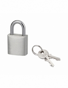 Lucchetto con chiave, bagagli, alluminio, 20 mm, arco in acciaio nichelato, 2 chiavi – Serrurerie de Picardie