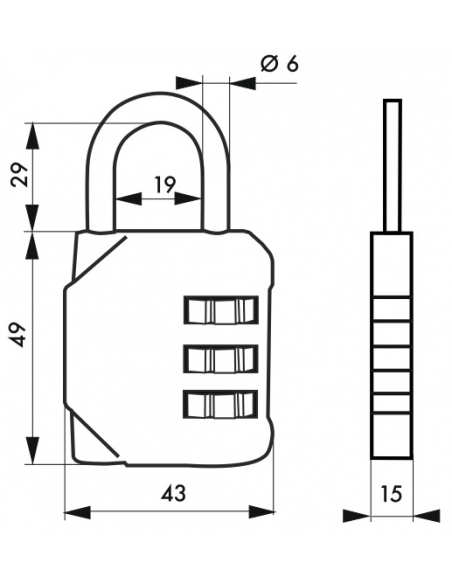 Lucchetto a combinazione Club 2, 4 cifre, interno, arco in acciaio, 40mm - Serrurerie de Picardie