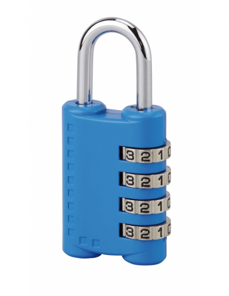 Lucchetto 30 mm con arco in acciaio nichelato, combinazione modificabile a 4 cifre, colori assortiti – Serrurerie de Picardie