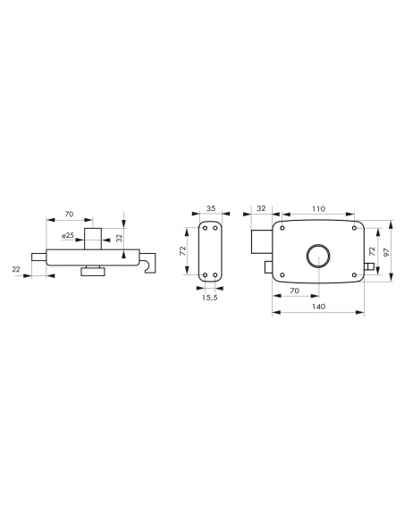 Serratura di sicurezza 140 x 90 mm, sinistra – THIRARD